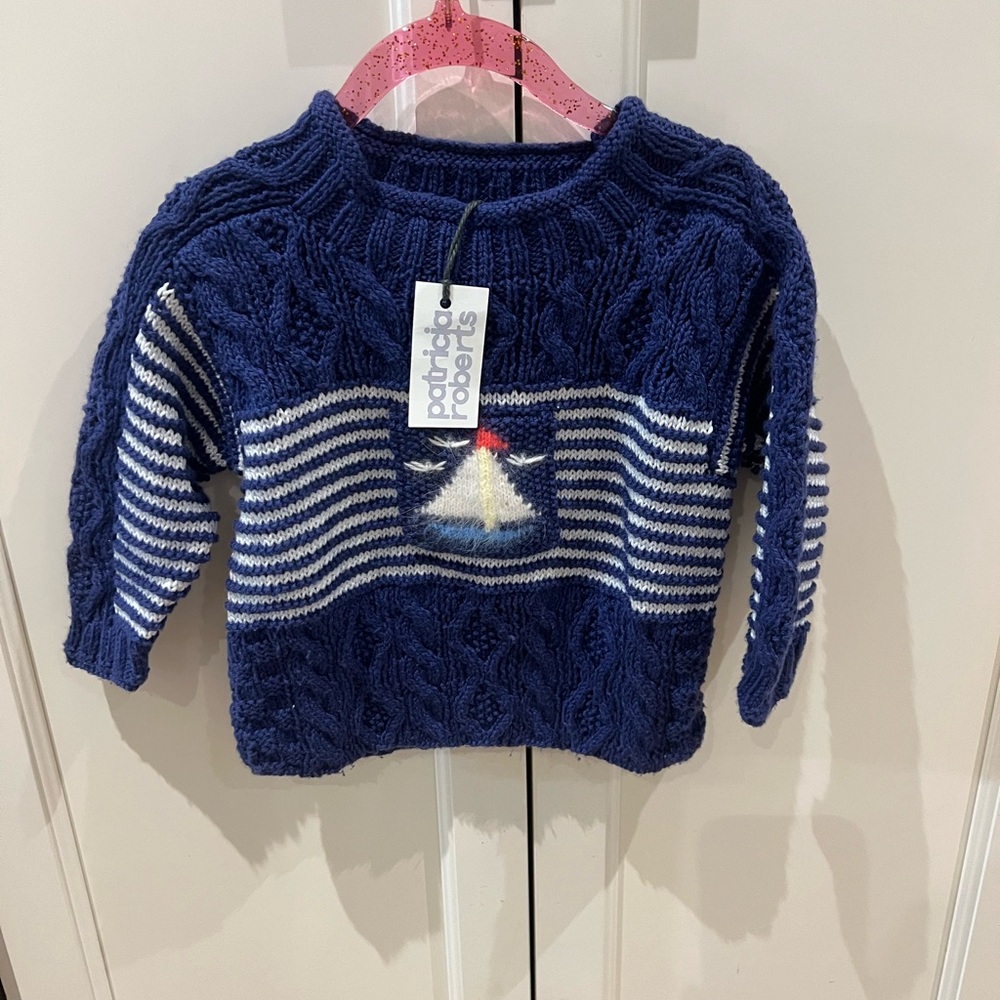 Patricia roberts knit Sweater with sailboat Design 2t